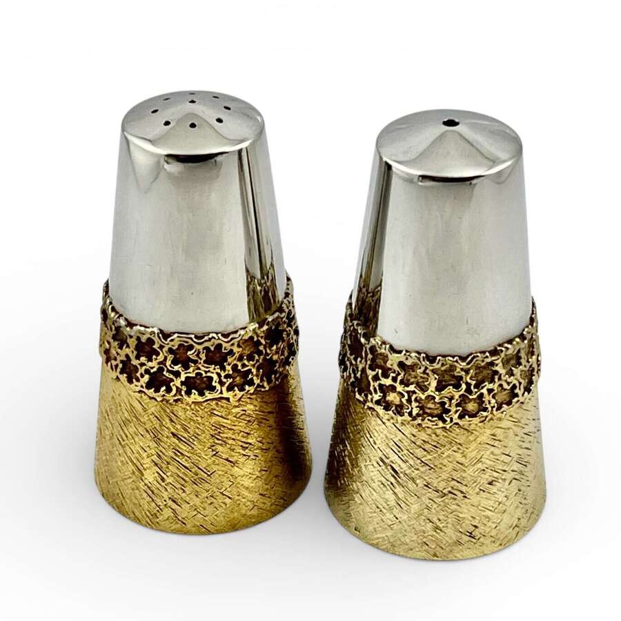 Stewart Devlin pair of silver gilt salt and pepper, London 1975