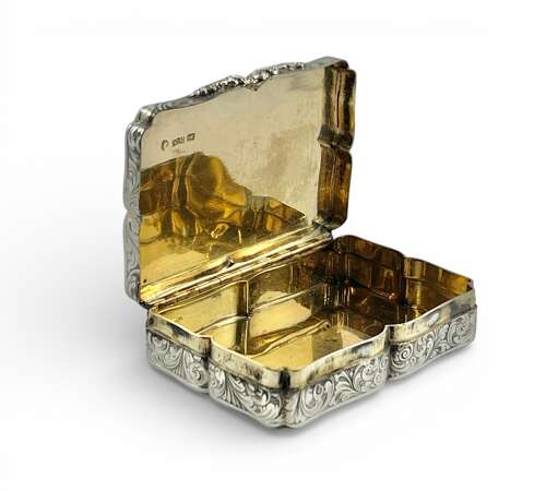 Victorian antique silver table presentation snuff box, Nathaniel Mills 1846