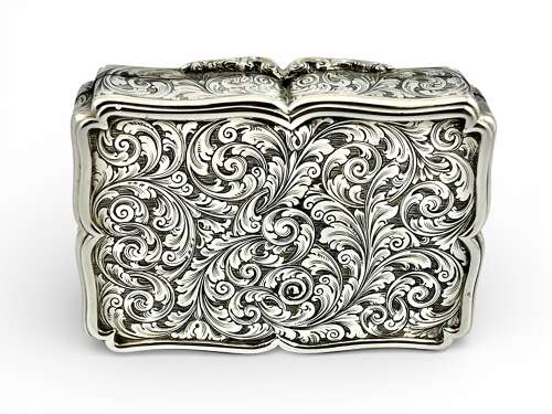 Victorian antique silver table presentation snuff box, Nathaniel Mills 1846