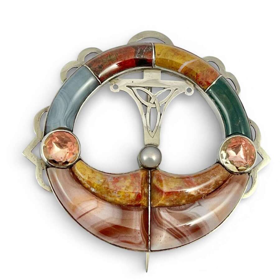 Early Victorian Scottish Provincial antique silver and agate brooch, Inverness c.1840