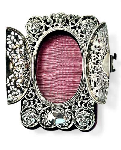 Victorian antique silver “peekaboo “ picture frame, London 1886.