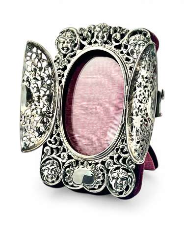 Victorian antique silver “peekaboo “ picture frame, London 1886.
