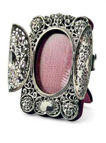 Victorian antique silver “peekaboo “ picture frame, London 1886.