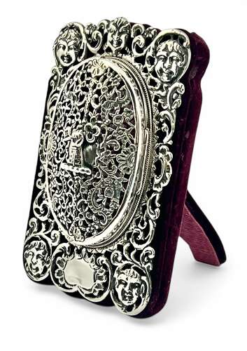 Victorian antique silver “peekaboo “ picture frame, London 1886.