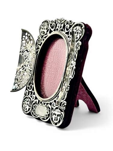 Victorian antique silver “peekaboo “ picture frame, London 1886.