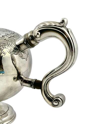 George II Scottish antique silver bullet teapot, Edinburgh 1742.
