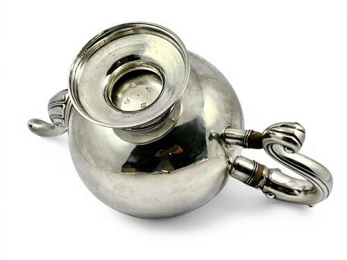 George II Scottish antique silver bullet teapot, Edinburgh 1742.