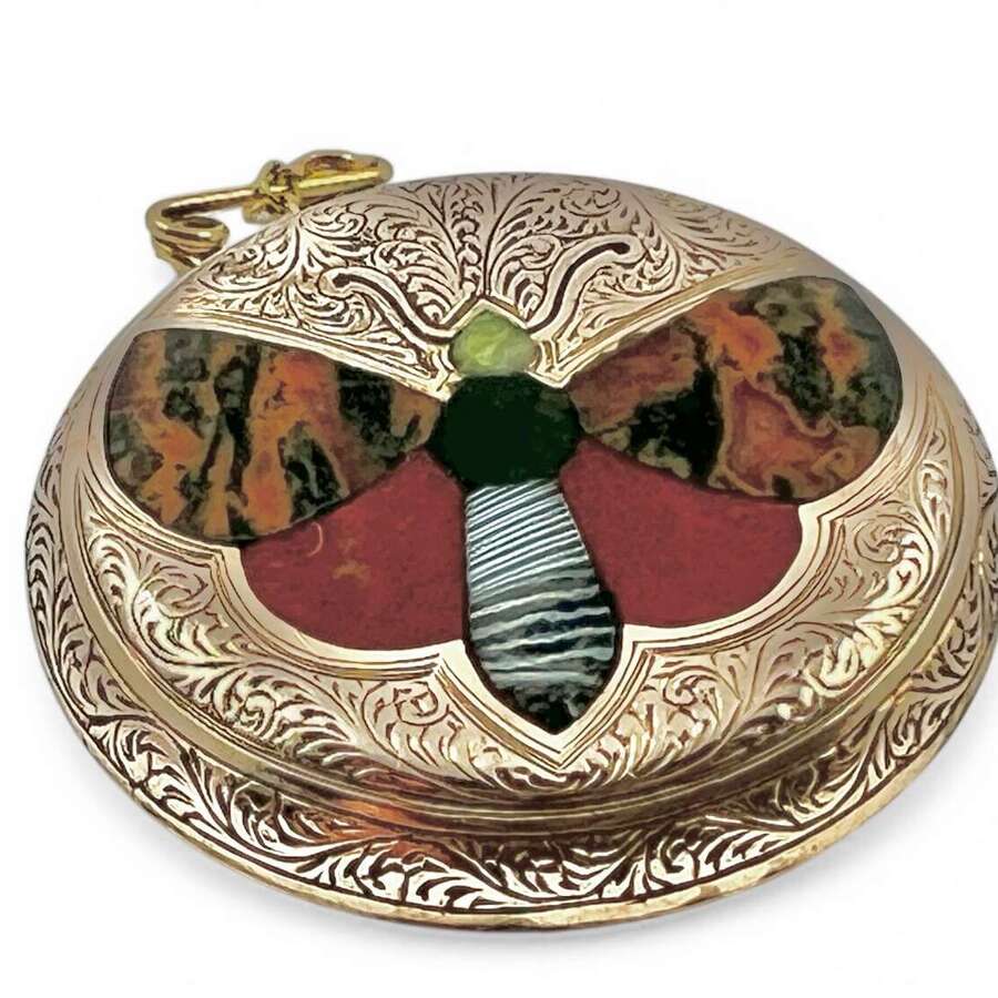 Scottish antique gold and agate brooch, Edinburgh c.1880