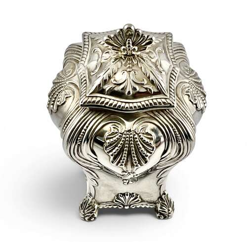 Antique Victorian silver tea caddy, by Thomas Bradbury London 1898