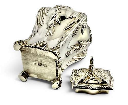 Antique Victorian silver tea caddy, by Thomas Bradbury London 1898