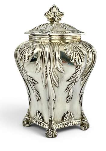 Antique Victorian silver tea caddy, by Thomas Bradbury London 1898