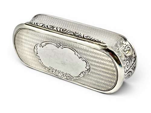 Antique Victorian silver table snuff box, Birmingham 1873