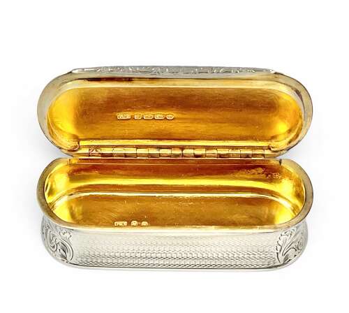 Antique Victorian silver table snuff box, Birmingham 1873