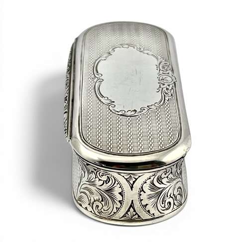 Antique Victorian silver table snuff box, Birmingham 1873