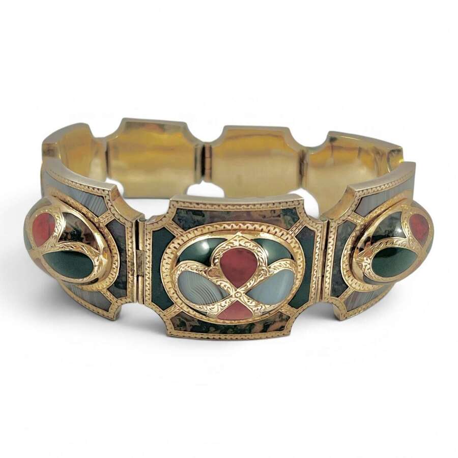 Victorian antique gold and agate Scottish bracelet c. 1860