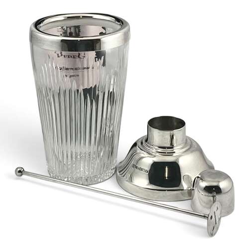 Elizabeth II silver and glass cocktail shaker, Sheffield 2005