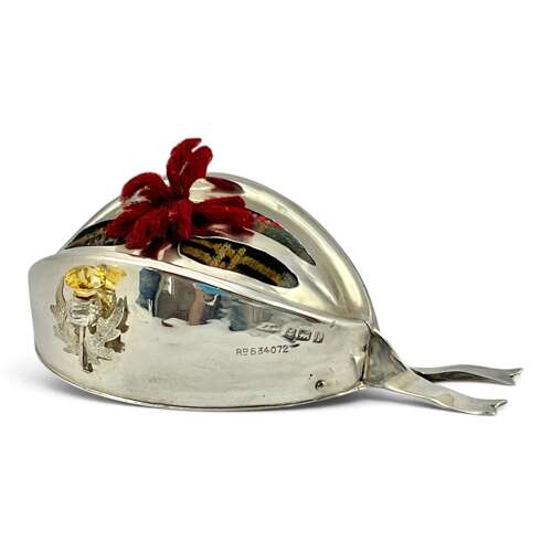 Edwardian antique silver Glengarry bonnet pin cushion, Birmingham 1908