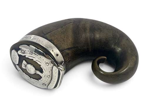 William IV antique Scottish silver and horn snuff mull, c1834.