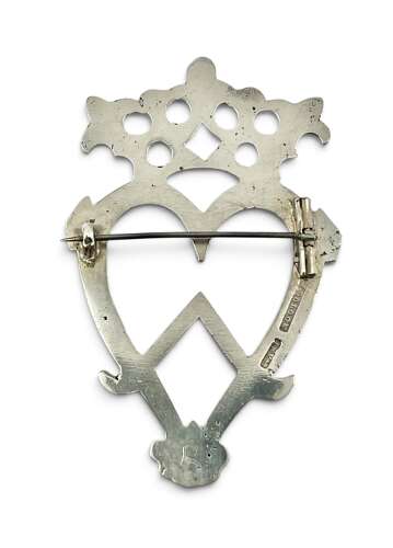 Victorian antique Scottish silver Luckenbooth brooch, Inverness c.1875