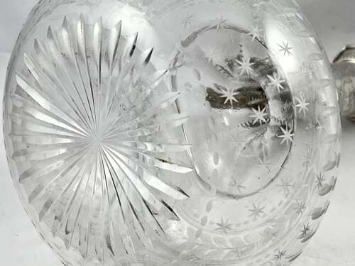 Victorian antique silver and engraved glass decanter, London 1868