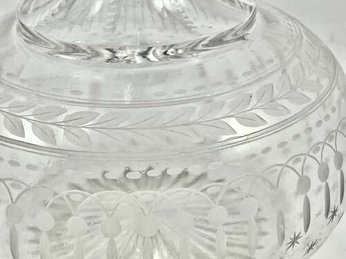 Victorian antique silver and engraved glass decanter, London 1868